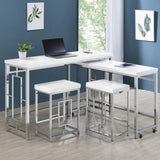 Jackson White and Chrome 4-Piece Multipurpose Counter Height Table Set from Coaster - Luna Furniture