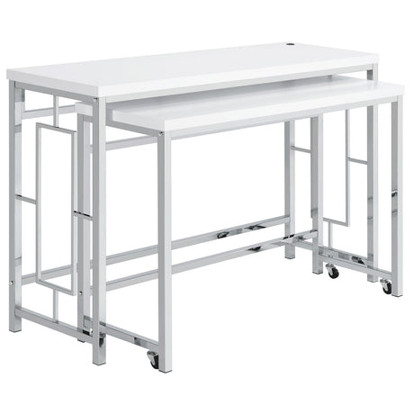 Jackson White and Chrome 4-Piece Multipurpose Counter Height Table Set from Coaster - Luna Furniture