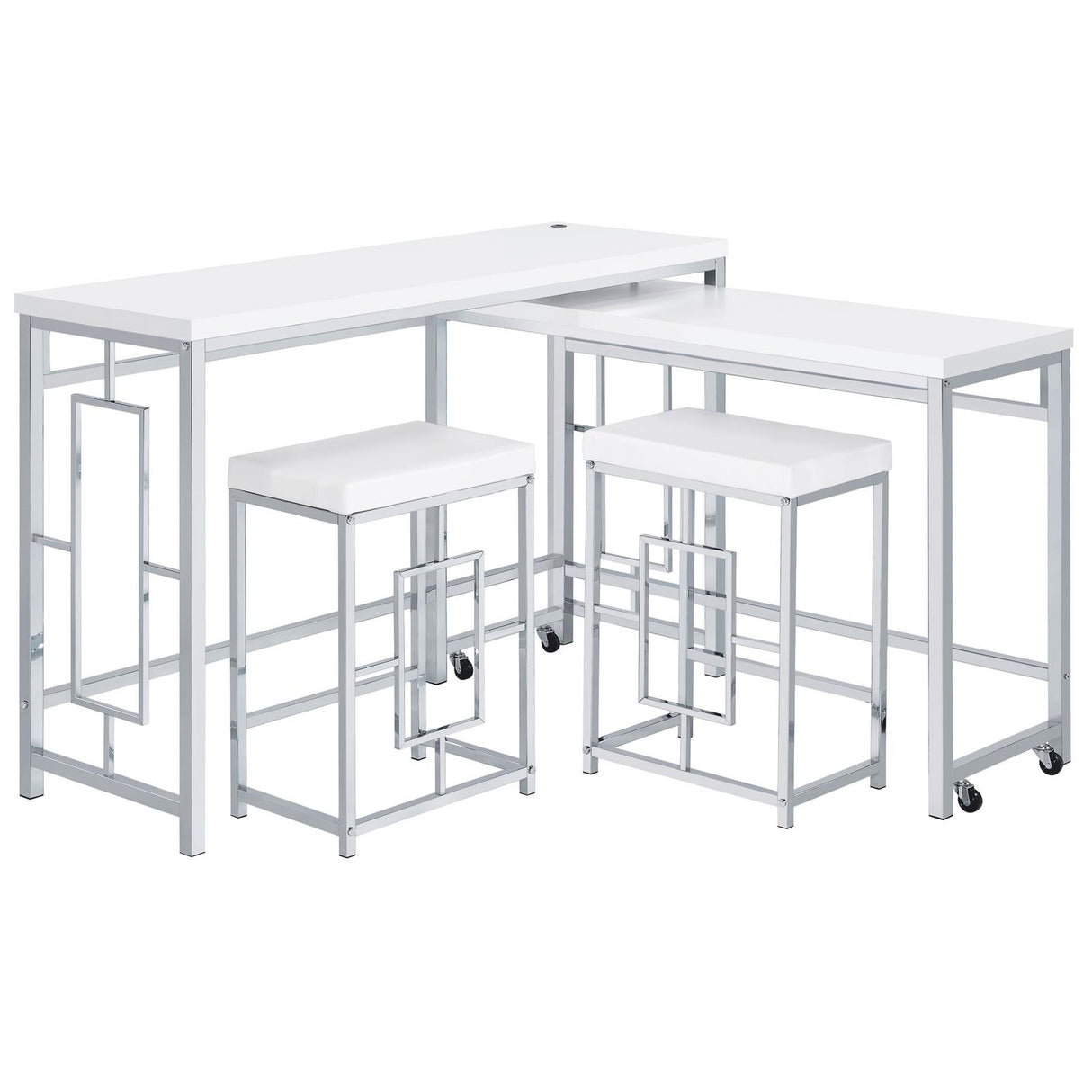 Jackson White and Chrome 4-Piece Multipurpose Counter Height Table Set from Coaster - Luna Furniture