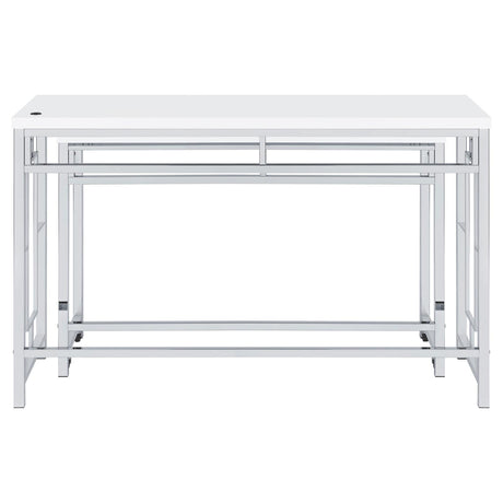 Jackson White and Chrome 4-Piece Multipurpose Counter Height Table Set from Coaster - Luna Furniture