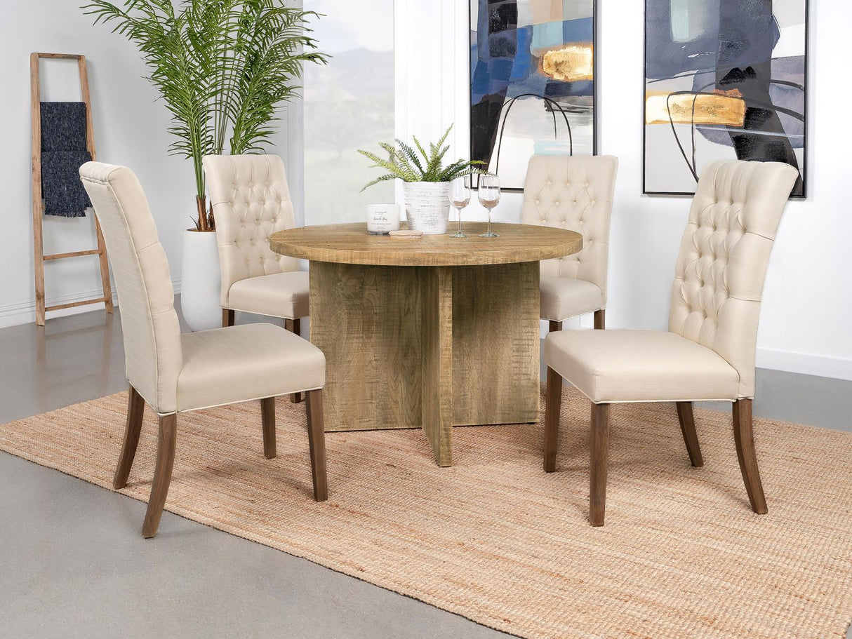 Jamestown Mango Brown Round Engineered Wood Dining Table with Decorative Laminate from Coaster - Luna Furniture