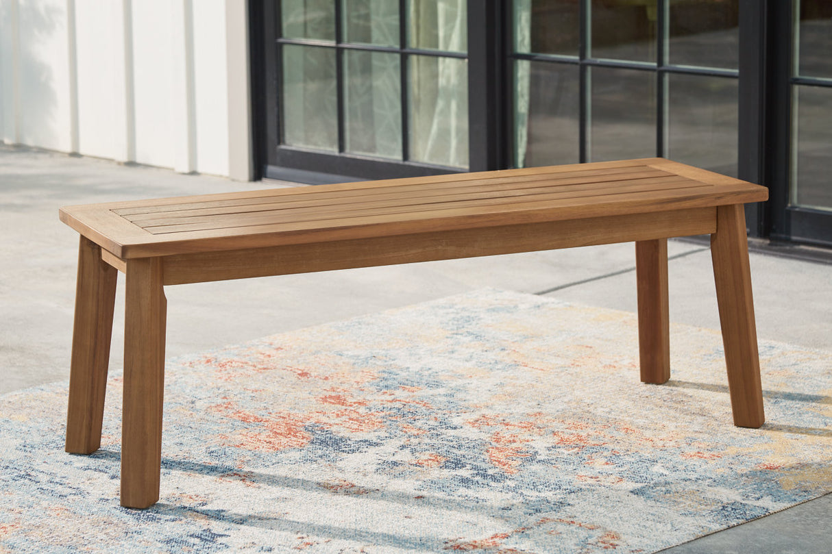 Janiyah Light Brown Outdoor Dining Bench from Ashley Furniture - Luna Furniture