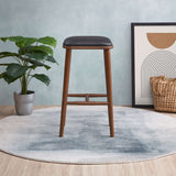 Jason Black Vegan Leather Bar Stool from Midinmod - Luna Furniture