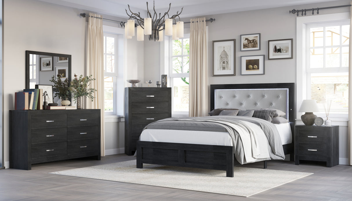 Jaylen Black LED Panel Bedroom Set from Crown Mark - Luna Furniture