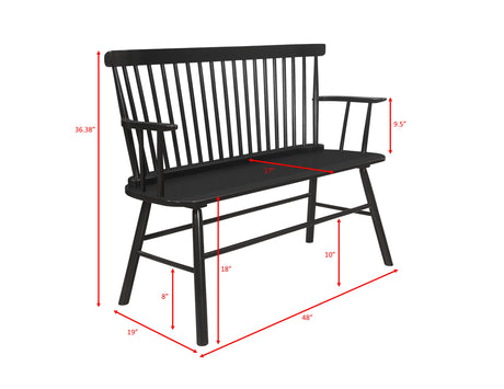 Jerimiah Spindleback Black Bench from Crown Mark - Luna Furniture