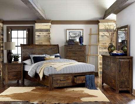 Jerrick Burnished Brown Nightstand from Homelegance - Luna Furniture