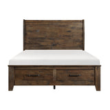 Jerrick Burnished Brown King Sleigh Storage Platform Bed from Homelegance - Luna Furniture