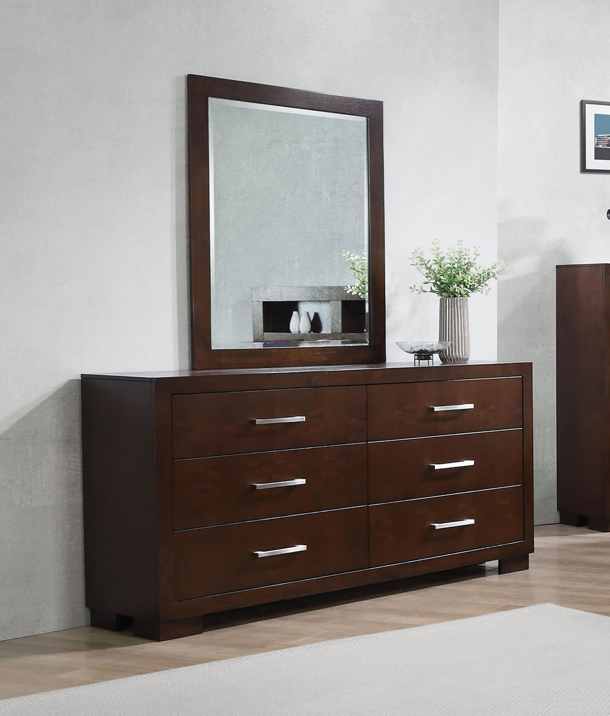 Jessica Cappuccino 6-Drawer Dresser with Mirror from Coaster - Luna Furniture