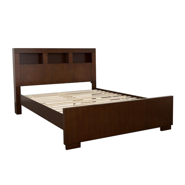 Jessica Cappuccino Eastern King Bed with Storage Headboard