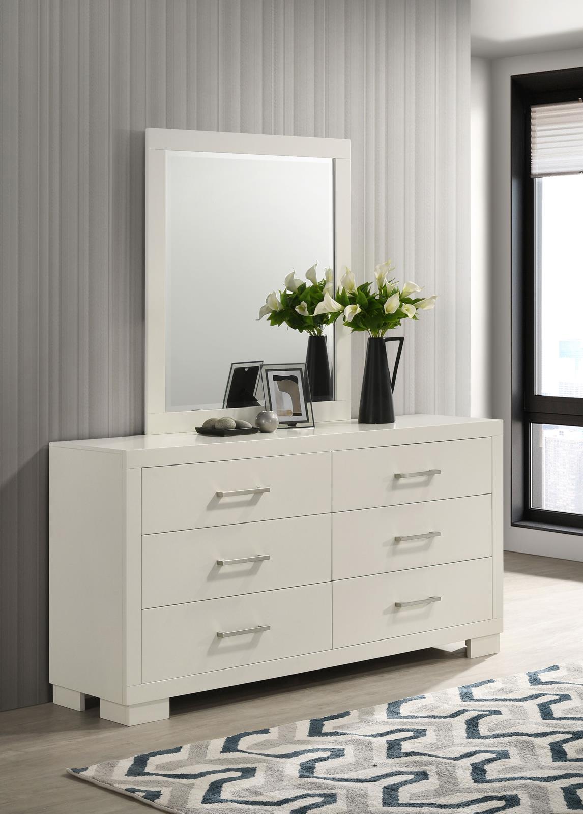 Jessica 6-drawer Dresser with Mirror White - Luna Furniture