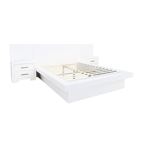 Jessica White Eastern King Platform Bed with Rail Seating from Coaster - Luna Furniture