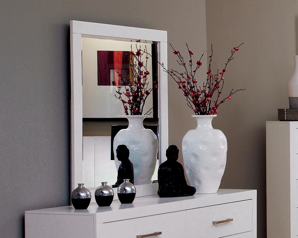 Coaster Jessica Rectangular Mirror White - Luna Furniture