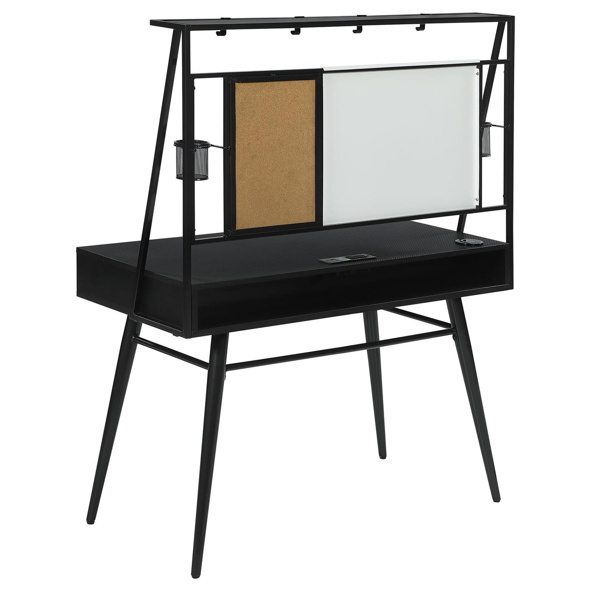 Jessie Black and Gunmetal Writing Desk with USB Ports from Coaster - Luna Furniture