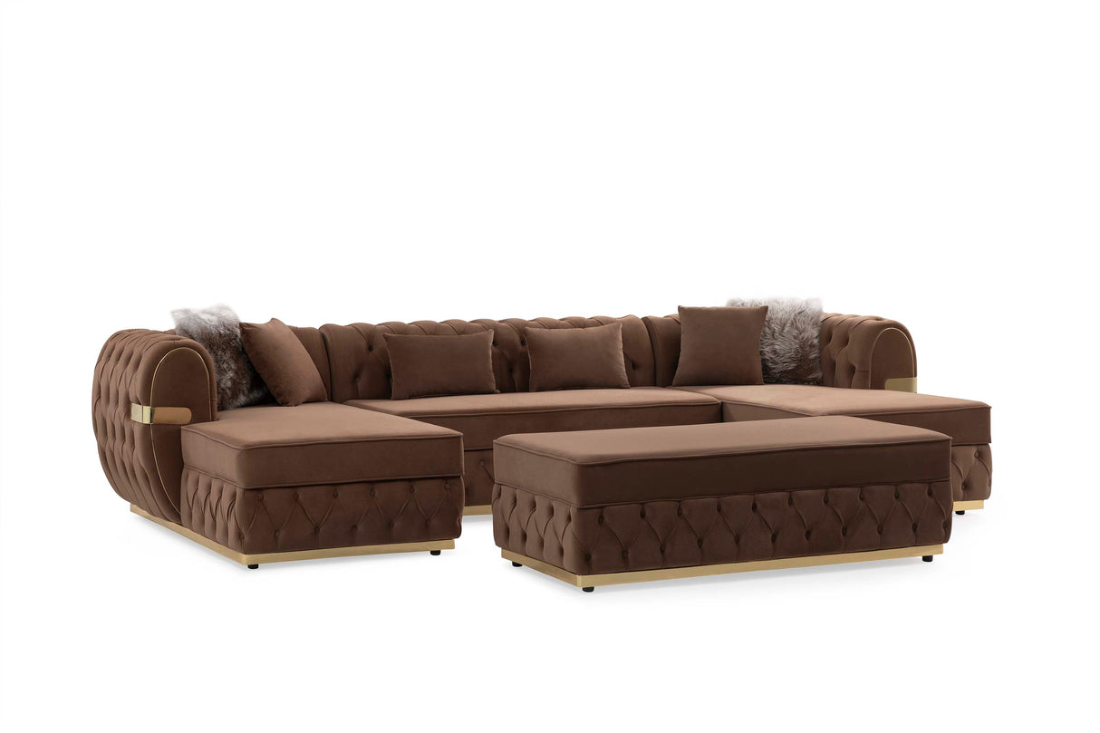 Jester Mocha Velvet Rectangle Ottoman from Nova Furniture - Luna Furniture