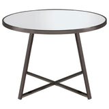 Jillian Black Nickel Round Dining Table with Tempered Mirror Top from Coaster - Luna Furniture