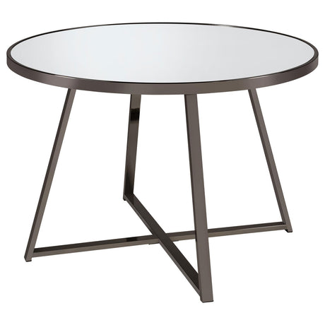Jillian Black Nickel Round Dining Table with Tempered Mirror Top from Coaster - Luna Furniture