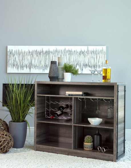 Joe Aged Oak 5-Shelf Bar Unit from Coaster - Luna Furniture
