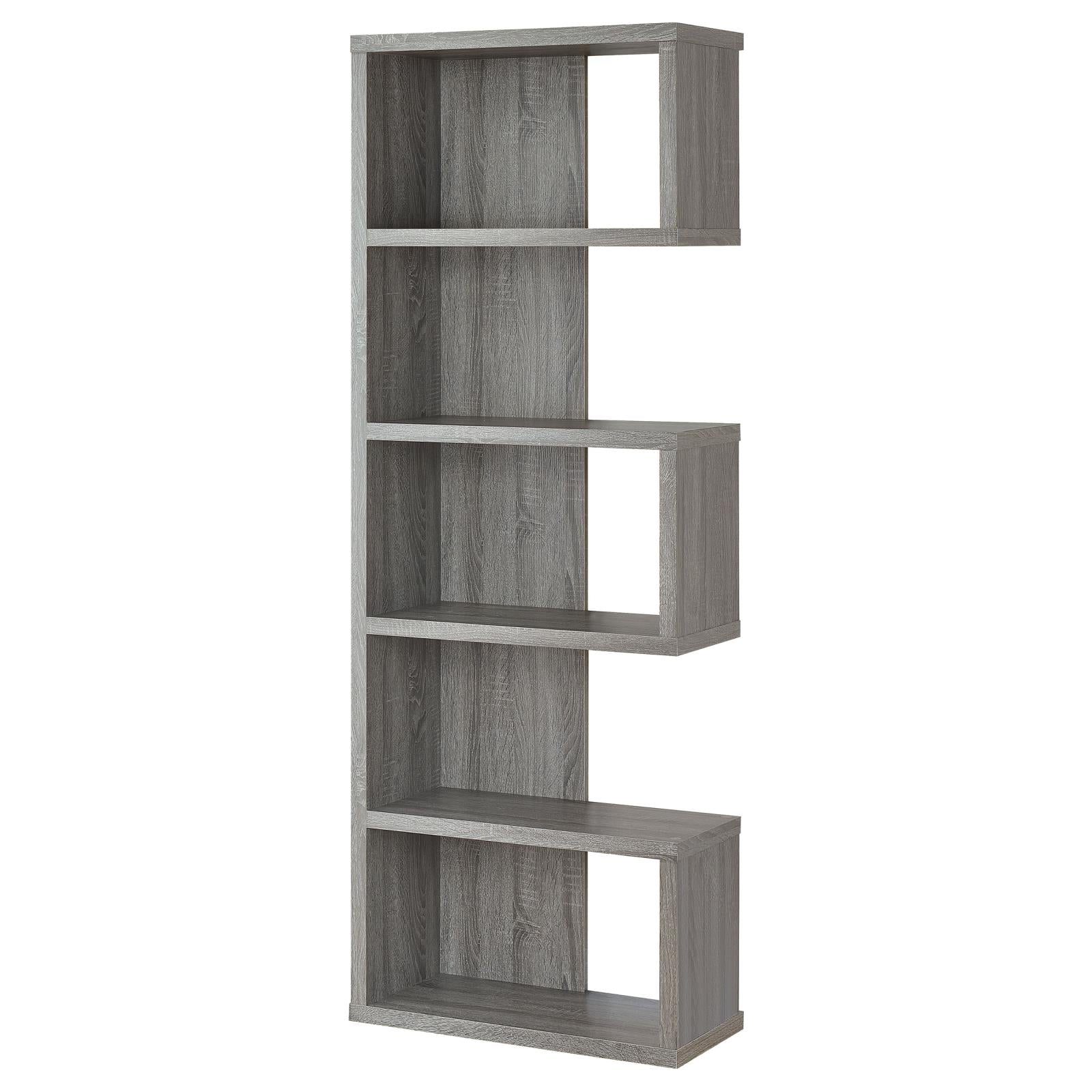 Joey 5-tier Bookcase Weathered Grey - Luna Furniture