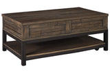 Johurst Grayish Brown Coffee Table with Lift Top from Ashley - Luna Furniture