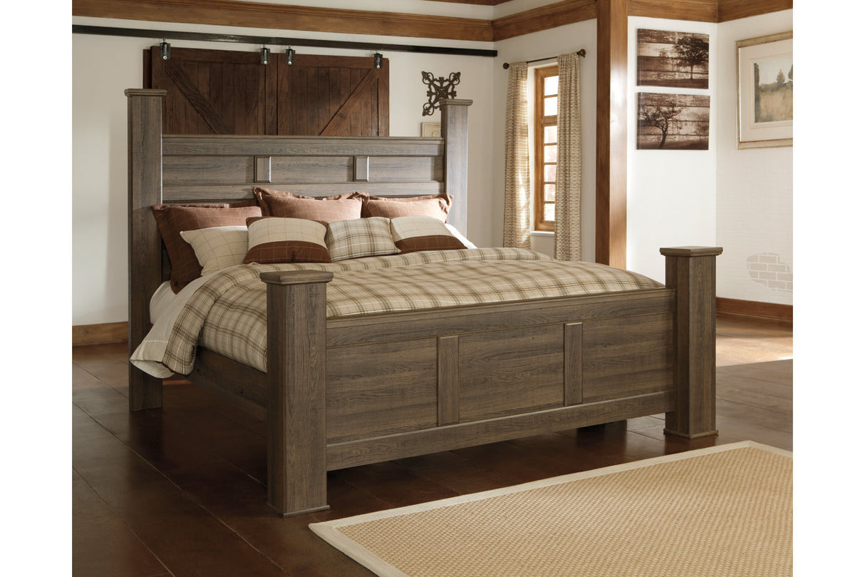 Juararo Dark Brown King Poster Bed from Ashley - Luna Furniture
