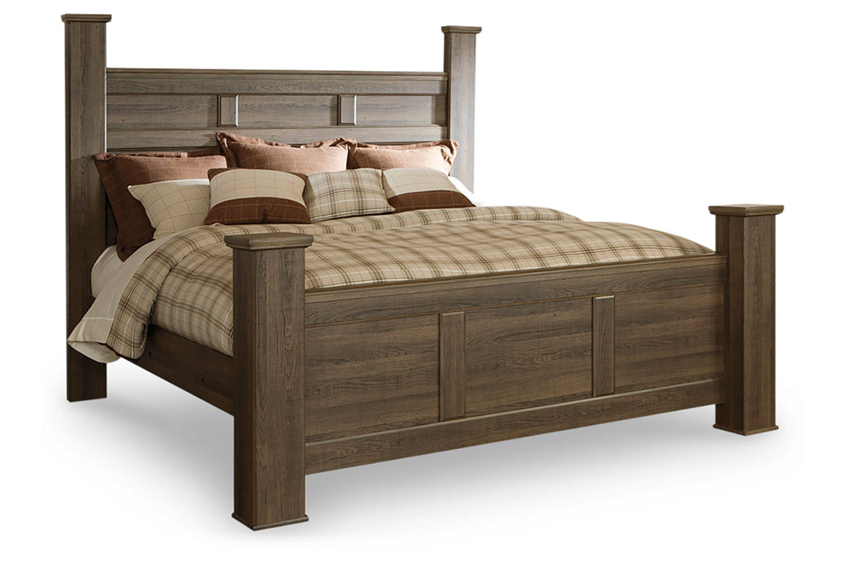 Juararo Dark Brown King Poster Bed from Ashley - Luna Furniture