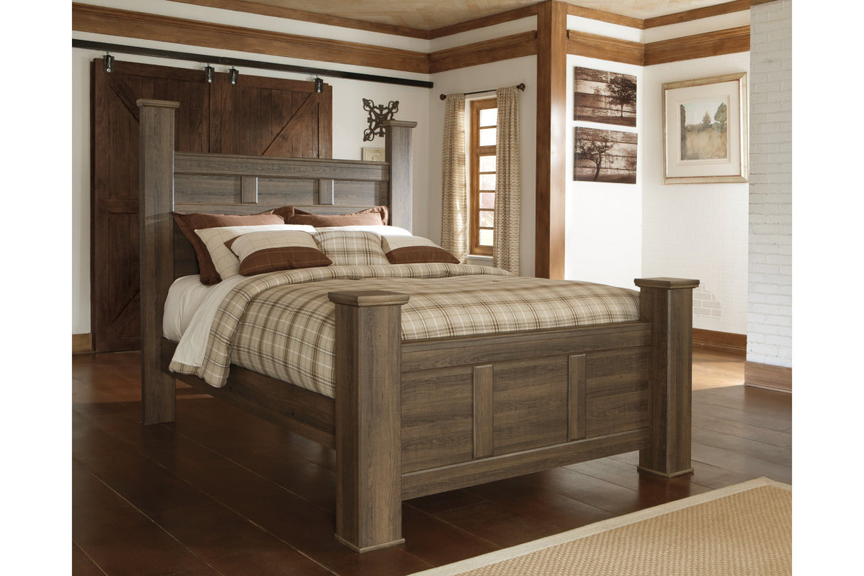 Juararo Dark Brown Queen Poster Bed from Ashley - Luna Furniture
