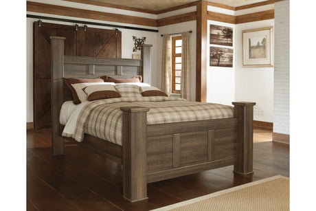 Juararo Dark Brown Queen Poster Bed from Ashley - Luna Furniture