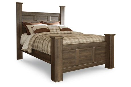 Juararo Dark Brown Queen Poster Bed from Ashley - Luna Furniture