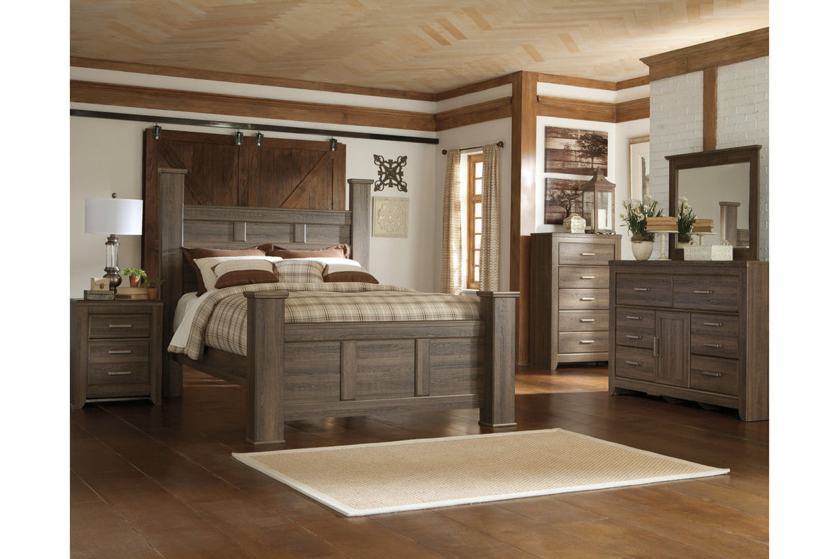 Juararo Dark Brown Queen Poster Bed from Ashley - Luna Furniture