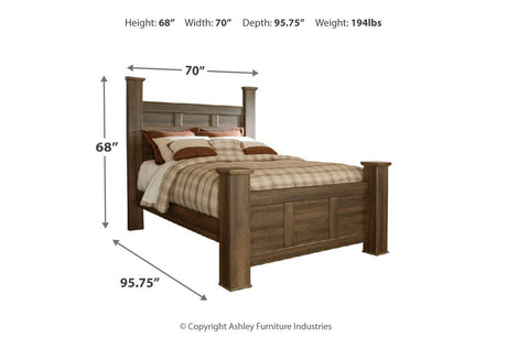 Juararo Dark Brown Queen Poster Bed from Ashley - Luna Furniture