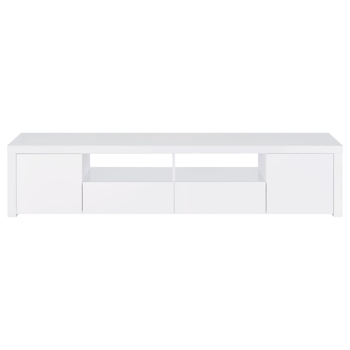 Jude White High Gloss 2-Door 79" TV Stand with Drawers from Coaster - Luna Furniture