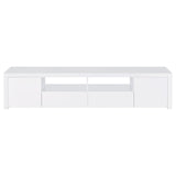 Jude White High Gloss 2-Door 79" TV Stand with Drawers from Coaster - Luna Furniture