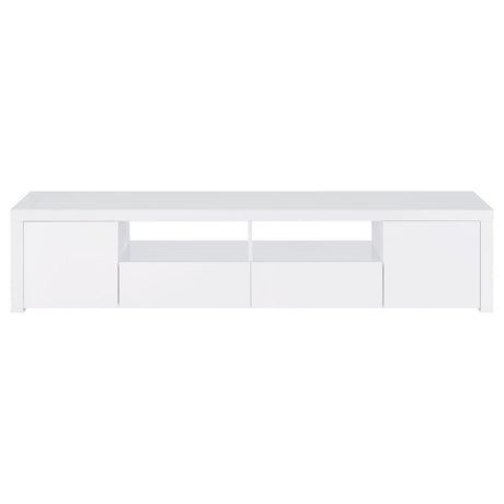 Jude White High Gloss 2-Door 79" TV Stand with Drawers from Coaster - Luna Furniture