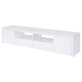 Jude White High Gloss 2-Door 79" TV Stand with Drawers from Coaster - Luna Furniture