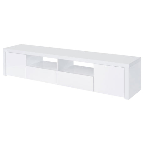 Jude White High Gloss 2-Door 79" TV Stand with Drawers from Coaster - Luna Furniture