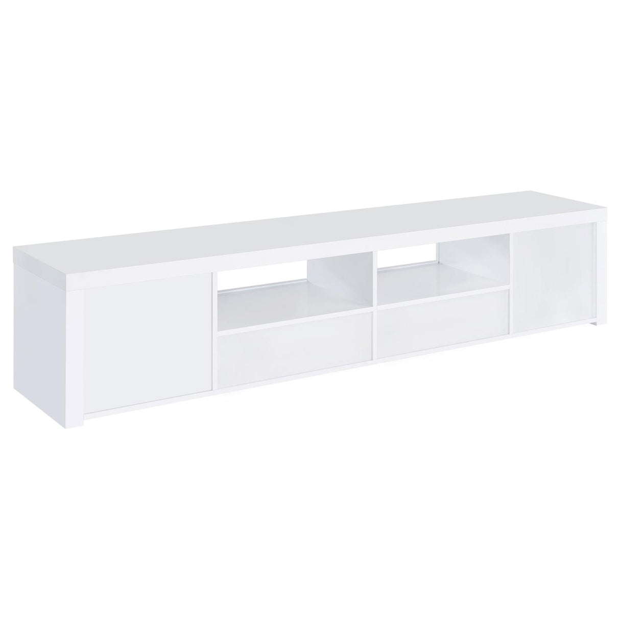 Jude White High Gloss 2-Door 79" TV Stand with Drawers from Coaster - Luna Furniture