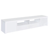 Jude White High Gloss 2-Door 79" TV Stand with Drawers from Coaster - Luna Furniture