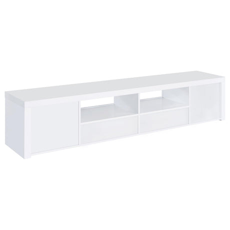 Jude White High Gloss 2-Door 79" TV Stand with Drawers from Coaster - Luna Furniture