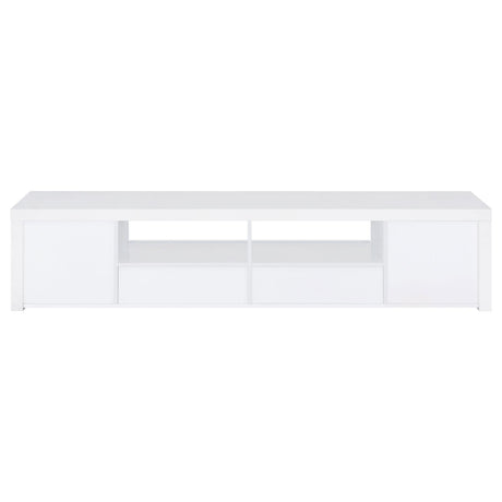 Jude White High Gloss 2-Door 79" TV Stand with Drawers from Coaster - Luna Furniture