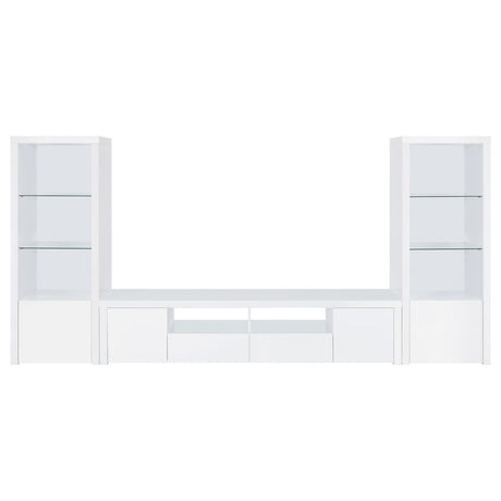 Jude White High Gloss 2-Door 79" TV Stand with Drawers from Coaster - Luna Furniture