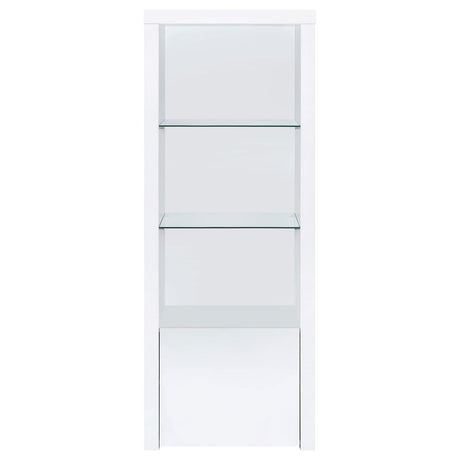 Jude White High Gloss 3-Shelf Media Tower With Storage Cabinet from Coaster - Luna Furniture