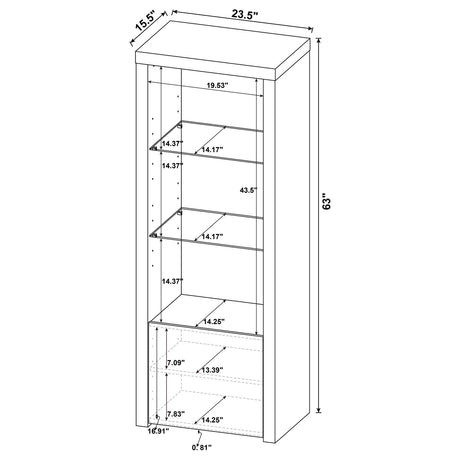 Jude White High Gloss 3-Shelf Media Tower With Storage Cabinet from Coaster - Luna Furniture