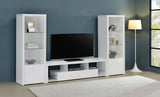 Jude White High Gloss 3-Shelf Media Tower With Storage Cabinet from Coaster - Luna Furniture