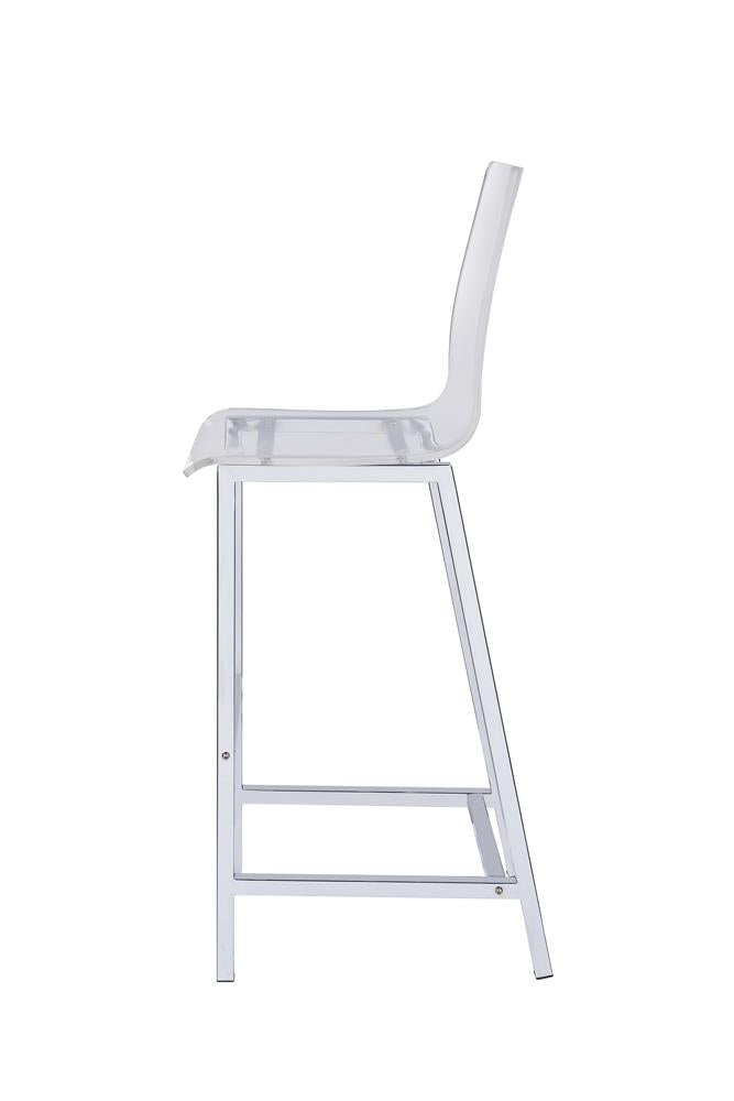 Juelia Chrome and Clear Acrylic Bar Stools, Set of 2 from Coaster - Luna Furniture
