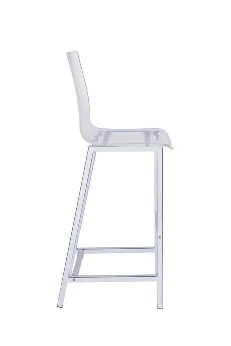 Juelia Chrome and Clear Acrylic Bar Stools, Set of 2 from Coaster - Luna Furniture