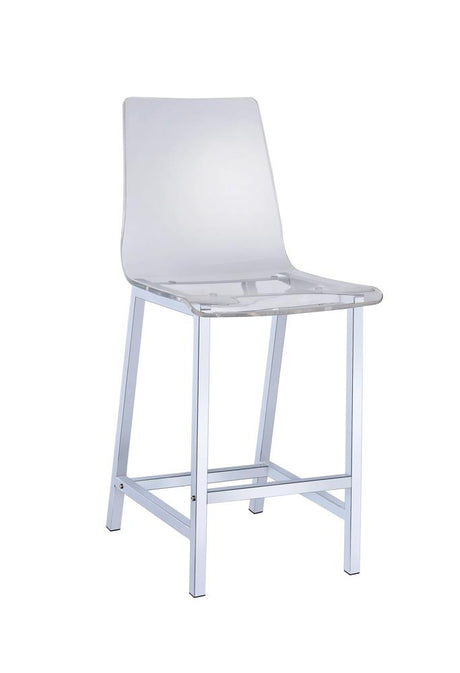Juelia Chrome and Clear Acrylic Counter Height Stools, Set of 2 from Coaster - Luna Furniture