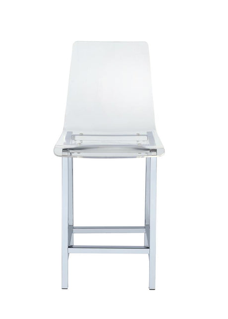 Juelia Chrome and Clear Acrylic Counter Height Stools, Set of 2 from Coaster - Luna Furniture