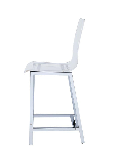 Juelia Chrome and Clear Acrylic Counter Height Stools, Set of 2 from Coaster - Luna Furniture