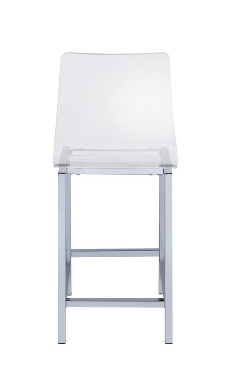 Juelia Chrome and Clear Acrylic Counter Height Stools, Set of 2 from Coaster - Luna Furniture