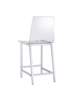 Juelia Chrome and Clear Acrylic Counter Height Stools, Set of 2 from Coaster - Luna Furniture